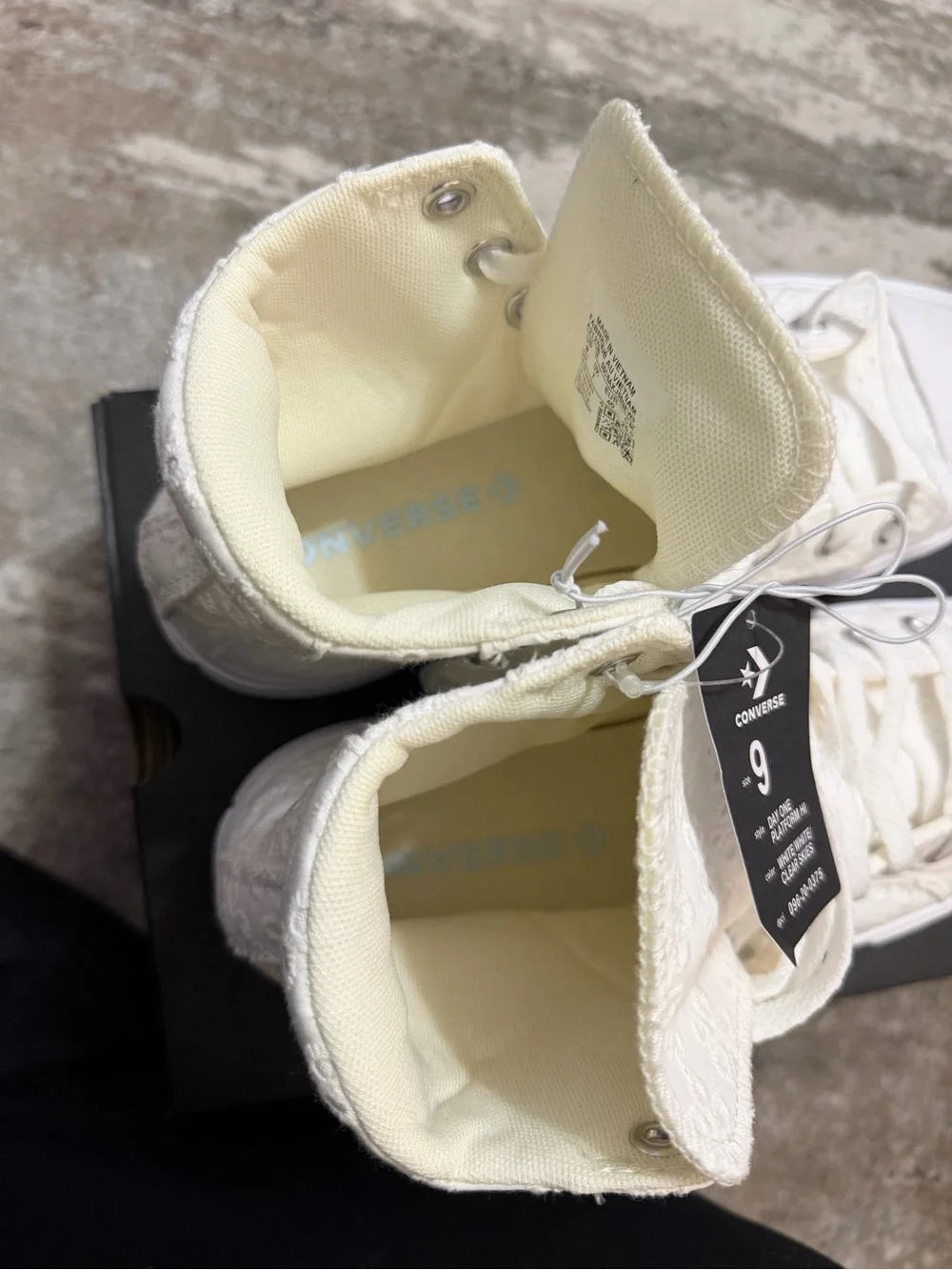 Converse High Top Sneakers in Off-White Eyelet